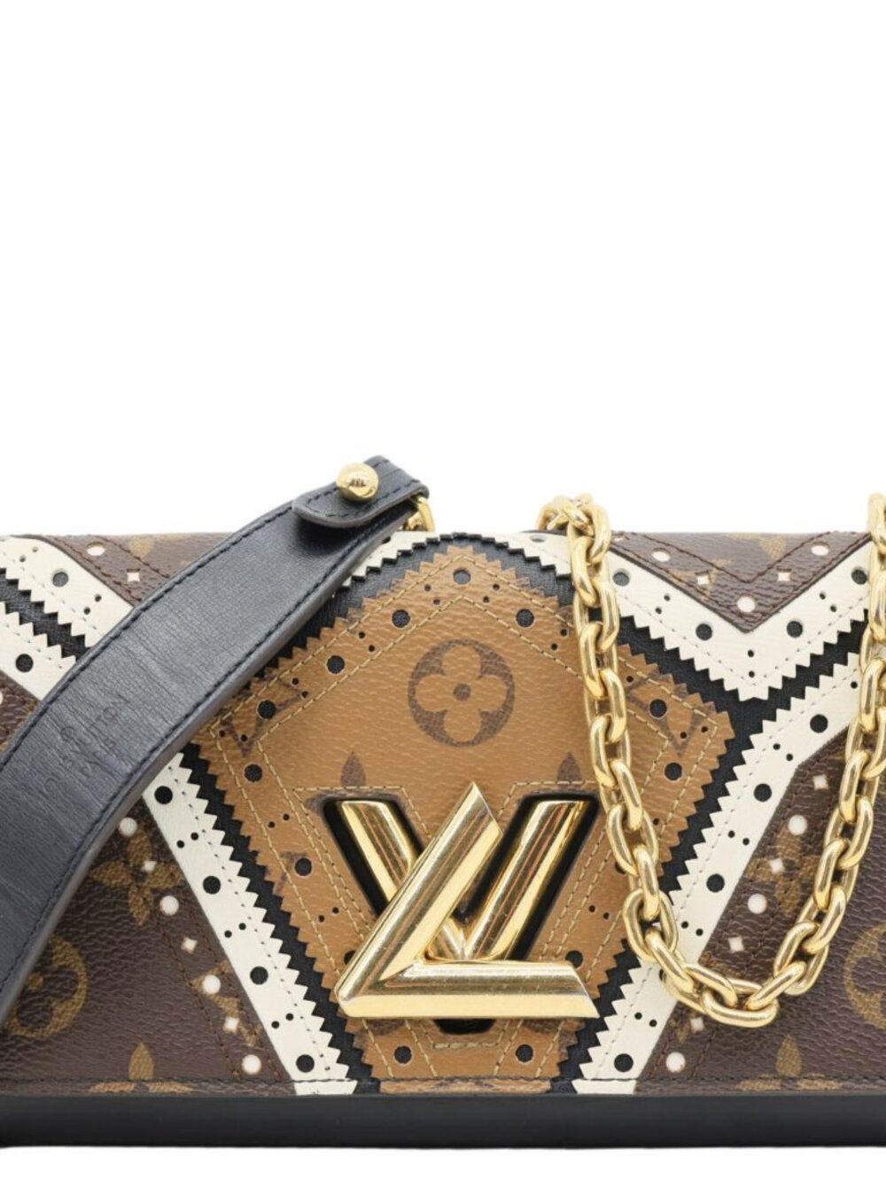 Louis Vuitton  Twist Veau Satin Monogram Canvas Chain Wallet Brown